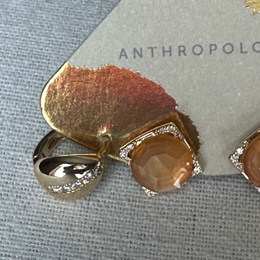 Anthropologie - 14k Gold-PlatedOrange Gemstone Stud Earrings - NWT